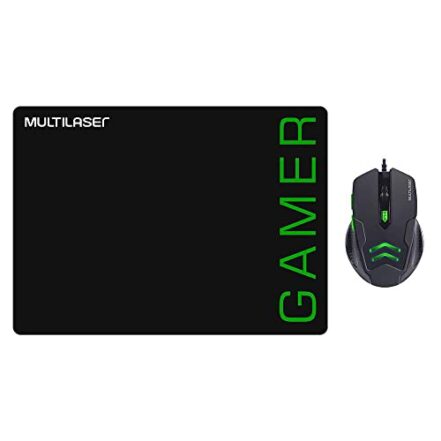 Combo Mouse e Mousepad Gamer 3200DPI Preto e Verde Multilaser - MO273 - Webiishop