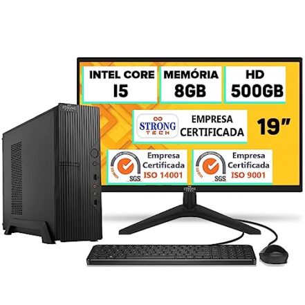 Computador Completo Intel Core i5 8GB HD 500GB Monitor 19" Hdmi Teclado e Mouse Strong Tech Slim - Webiishop