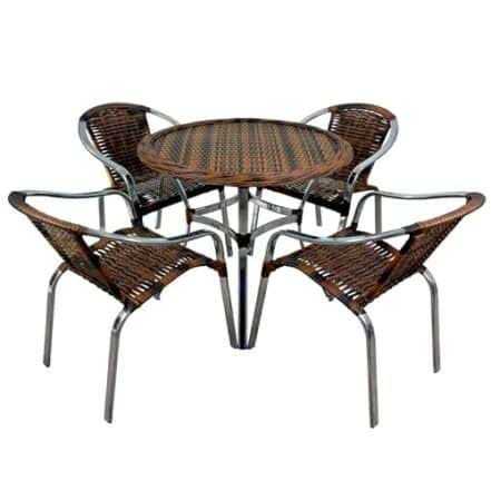Conjunto Maresia - 04 Cadeiras + 01 Mesa - Alumínio Fibra Sintética Área Externa Jardim Varanda Cozinha - Webiishop