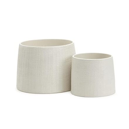 Conjunto de 2 vasos esculpidos à mão com linhas finas da Two 's Company – cerâmica - Webiishop