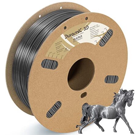 DURAMIC 3D Filamento PLA de seda brilhante 1,75 mm prata, precisão dimensional do filamento PLA de prata brilhante +/- 0,05 mm carretel de 1 kg (1 kg) - Webiishop