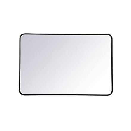 Elegant Decor Espelho retangular de metal de canto macio 71 x 106 cm em preto - Webiishop