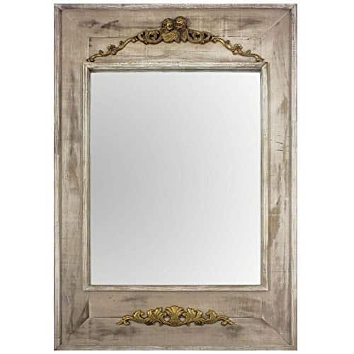 Espelho Rústico com Moldura Envelhecida e Apliques 122cm x 246cm Decore Ponto Branco Patinado (sujo)/dourado - Webiishop