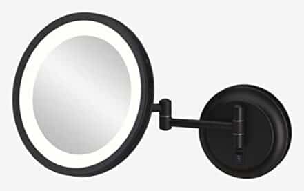 Espelho de parede de braço redondo de LED preto fosco Kimball and Young - Webiishop