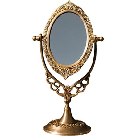 Estilo vintage arte espelho suporte compacto design antigo pequeno molho antigo moldura moldura retro cosmético cômoda - Webiishop