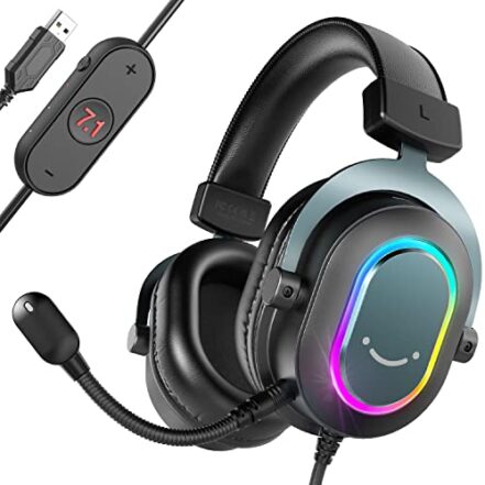 FIFINE Headset Gamer Fone De Ouvido Para Jogos Para Fones De Ouvido Com Fio PC Com Microfone-7.1 Surround Sound Computer Fone De Ouvido USB Para Laptop, RGB Streaming De Fones De Ouvido- Ampligame H6 - Webiishop