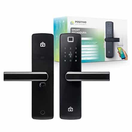Fechadura Digital Smart Fechadura Wi-Fi de Embutir Positivo Casa Inteligente, Abertura por Senha, Biometria, Tag, Chave e Aplicativo, Preta com Maçaneta - Webiishop