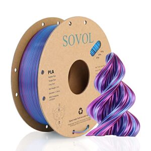 Filamento PLA de cor dupla Sovol 175 mm material de impressao 3D PLA de seda filamento de cor dupla rosa azul 2 em 1 filamento PLA de coextrusao 002 mm 1 kg 0