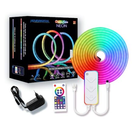 Fita Led Inteligente DreamColor Neon Novadigital CLW-NEON RGBIC 6803 Efeito Neon Tuya e SmartLife - Rolo de 5 Metros - Compatível com Alexa e Google Assistente - Webiishop