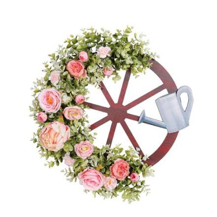 Grinaldas de sinal de boas-vindas MINGZHE para porta da frente o ano todo, guirlanda de eucalipto de fazenda para decoração de casa, regador de primavera, guirlanda de roda, guirlanda de verão para pa - Webiishop