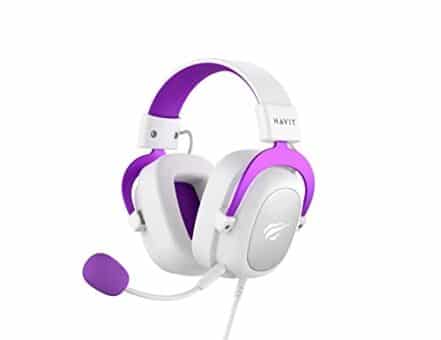 Headset Fone de Ouvido Havit HV-H2002d Purple, Gamer, com Microfone, Falante 53mm, Plug 3, 5mm: compatível com XBOX ONE e PS4, HAVIT, HV-H2002d Cor Roxo e Branco - Webiishop