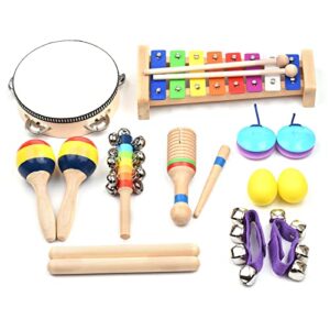 Henniu 13 PCS Instrumentos Musicais para Criancas Brinquedos com Bolsa de Transporte Instrumentos de Percussao de Madeira Presentes de Educacao Infantil para Criancas Criancas Pre escolares Menin 0