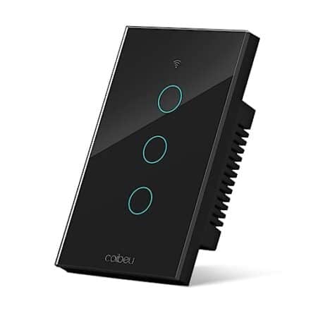 Interruptor Inteligente WiFi, Interruptor Smart Sem Fio Doméstico Multifuncional, Controle Remoto de Eletrodomésticos Por Celulares, Interruptor Cronometrado, Controle Por Voz, Compatível Com Alexa Google, Preto (MB303 com neutro) - Webiishop