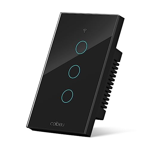 Interruptor Inteligente WiFi, Interruptor Smart Sem Fio Doméstico Multifuncional, Controle Remoto de Eletrodomésticos Por Celulares, Interruptor Cronometrado, Controle Por Voz, Compatível Com Alexa Google, Preto (MB303 com neutro) - Webiishop