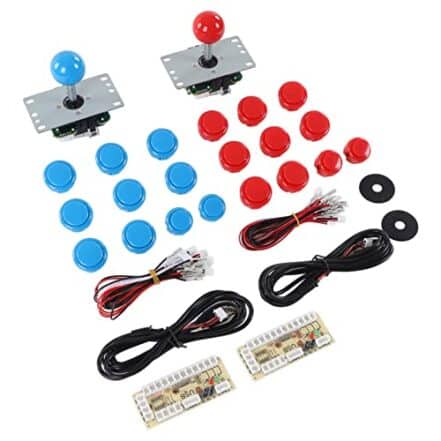 Joystick e botões de fliperama removíveis, peças para faça você mesmo, junta à prova de poeira para reunião de amigos (azul e vermelho) - Webiishop