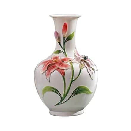 KIZQYN Vaso de flores requintado vaso de cerâmica de lírio ornamentos de vasos de luxo grandes de porcelana doméstica vaso de cor esmaltada para decoração - Webiishop