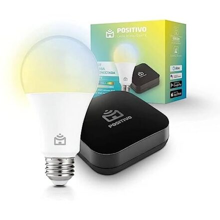 Kit Casa Conectada Lite Positivo Casa Inteligente, sua casa mais inteligente, contém 2 itens (1x Smart Controle Universal e 1x Smart Lâmpada Wi Fi), Bivolt – Compatível com Alexa, branca/preta - Webiishop