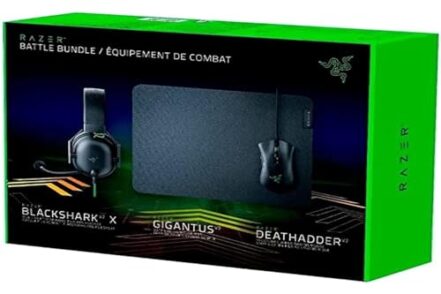 Kit Gamer Razer Battle Bundle, Mouse Gamer DeathAdder V2 + Headset Gamer BlackShark V2 X + Mousepad Gigantus V2, Preto - RZ85-03240100-B3U1 - Webiishop