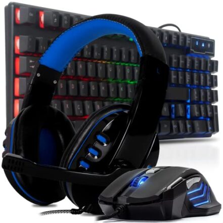 Kit Gamer Teclado Gamer Semi Mecanico usb Headset fone gamer Para Jogos com Microfone e Mouse Usb Para Pc Ps4 Ps5 - Webiishop