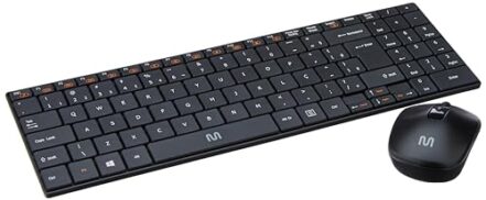 Kit Teclado e Mouse Sem Fio Slim Multimídia Conexão Usb 1600dpi Ajustável Teclas Scissor Preto Multi - TC202 - Webiishop