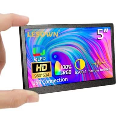LESOWN Mini monitor OLED de 5 polegadas 100% sRGB 1MS USB Connect 6500:1 Contraste pequeno visor de tela estendida para Windows Laptop PC, necessidade do motorista - Webiishop