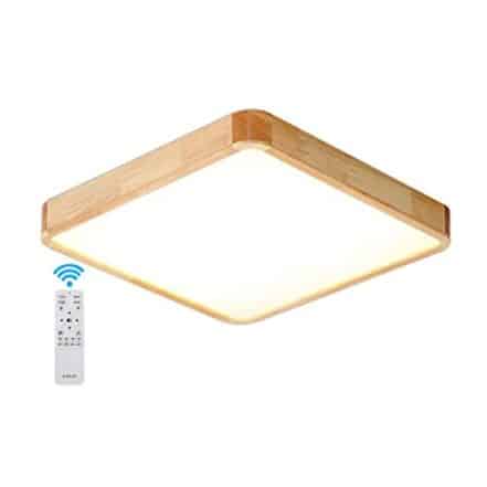 Lâmpada de teto LED 36W Lâmpada de teto quadrada de madeira totalmente regulável 3000K-6000K com controle remoto Lâmpada quadrada para sala de jantar Sala de crianças Sala de estar Quarto Es - Webiishop