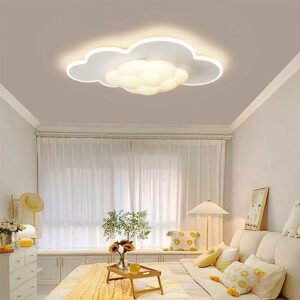 Luz de teto LED regulavel para quarto infantil com controle remoto design de nuvem de marshmallow Lampada de teto branca criativa lustre interno quarto sala de estar cozinha iluminacao de es 0