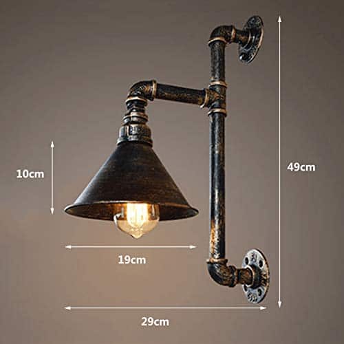 Luzes de parede industriais vintage, arandelas de parede de tubulação de água com abajur de metal, lâmpada de parede E27 retrô para sala de estar, quarto, bar, cozinha, corredor, varanda, es - Webiishop