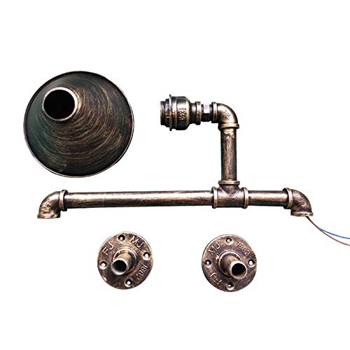 Luzes de parede industriais vintage, arandelas de parede de tubulação de água com abajur de metal, lâmpada de parede E27 retrô para sala de estar, quarto, bar, cozinha, corredor, varanda, es - Webiishop