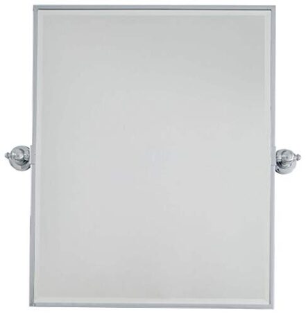 Minka Lavery Espelho chanfrado retangular extra grande 1441-77 em estilo tradicional – 76,8 cm de altura por 75 cm de largura, acabamento cromado com vidro de escavação - Webiishop