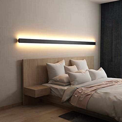 Moderno longo candeeiro de parede LED interior 120 CM de metal minimalista candeeiro de parede preto 4000 K iluminação de parede para quarto decoração de parede nórdica para sala de estar es - Webiishop