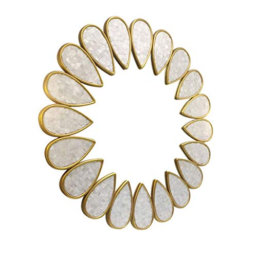 Montagem de parede de espelho de maquiagem, redonda HD. Forma de concha de espelho de prata com função anti-neblina decoração espelho de vaidade - Webiishop