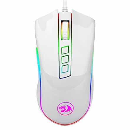 Mouse Gamer Redragon Cobra, RGB, 7 Botões, 10000DPI, Lunar White - Webiishop