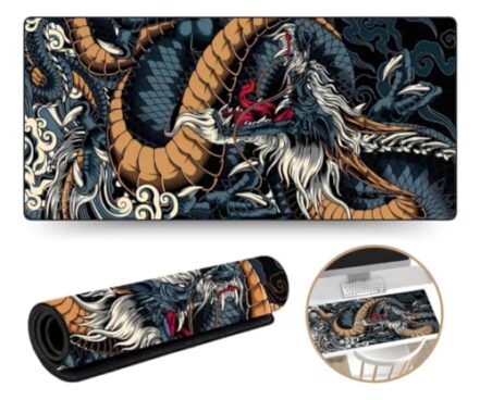 Mouse Pad Gamer Speed Grande Desk Pad Profissional Com Borda Costurada Base Antiderrapante Dragão Azul 70x35 PREMIUM - Webiishop