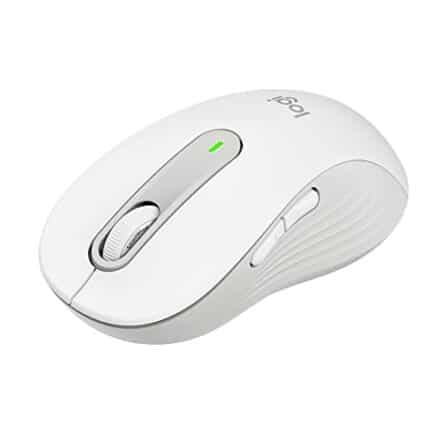 Mouse Sem Fio Logitech Signature M650 L com Design de Tamanho Padrão, Clique Silencioso, Botões Laterais Personalizáveis, Conexão USB e Bluetooth - Branco - Webiishop