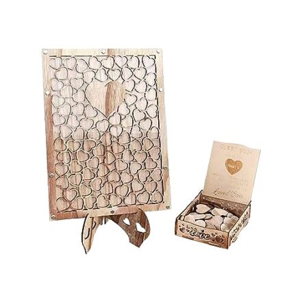 Quadro de suporte para livro de convidados de casamento, livro de sinais, decora??es criativas de casamento, 100 cora??es de madeira ornamentos, retangulo/768 (Size : Retangulo) - Webiishop