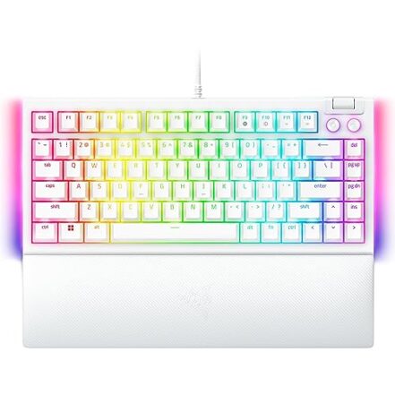Razer Teclado mecânico para jogos BlackWidow V4 75%: Design Hot-swappable - Compacto e Durável - Interruptores Táteis Laranja - Chroma RGB - Rolo MF e Teclas de Mídia - Descanso de pulso confortável - Branco - Webiishop