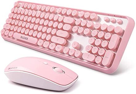 SADES V2020 teclado + mouse sem fio Wireless Rosa com conexão 2,4ghz ABNT - Webiishop