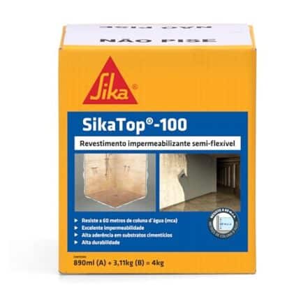SIKA Sikatop 100, revestimento impermeável de alta aderência e de fácil aplicação, Cinza, Caixa 4Kg - Webiishop