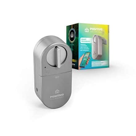 Smart Fechadura Positivo Casa Inteligente, Conexão Bluetooth 5.0, Abre pelo Celular, Bateria de 7,4V, Prata - Webiishop