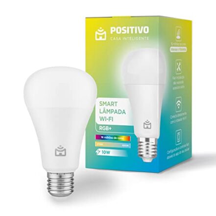 Smart Lâmpada Wi-Fi RGB+ Positivo Casa Inteligente, Cores Mais Vibrantes (RGB até 16 milhões de combinações), Branco Quente e Frio, 1100 Lúmens, LED 10W, Bivolt Compatível c/Alexa e Google Assistente - Webiishop