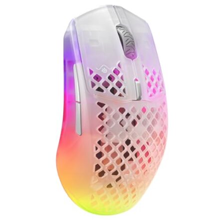 SteelSeries Mouse para jogos Aerox 3 Wireless Holey RGB - Sensor óptico TrueMove Air 18K DPI - Design ultraleve resistente à água - Ghost - Webiishop