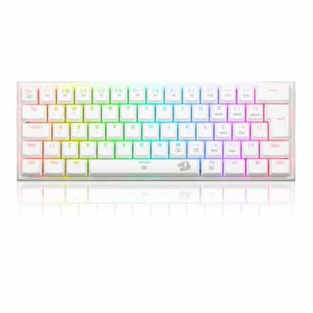 TECLADO MECANICO GAMER REDRAGON ANIVIA BRANCO RGB COM SWITCH MARROM ABNT-2 - Webiishop