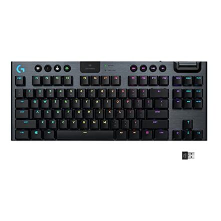 Teclado Mecânico Gamer Sem Fio Logitech G915 TKL com RGB LIGHTSYNC, USB ou Bluetooth, Controles de Mídia, Design Ultrafino, Exclusivo Switch de Perfil Baixo GL Tactile e Bateria Recarregável - Preto - Webiishop