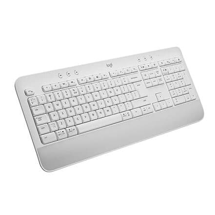 Teclado Sem Fio Logitech Signature K650 Com Apoio para as Mãos, Resistente a Derramamentos, Teclado Numérico, Conexão Bluetooth ou Receptor USB Logi Bolt e Layout US INTL- Branco - Webiishop