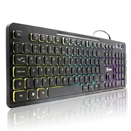 Teclado gamer multimídia QWERTY Abnt2 USB Teclas Silenciosas Antighosting Led RGB Rainbow Slender Eg-212 para Pc Notebook Xbox Series X S Ps4 Ps5 - Webiishop