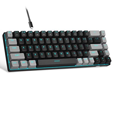 Teclado portátil 60% mecânico para jogos, MageGee MK-Box LED retroiluminado compacto 68 teclas mini teclado com fio para escritório com interruptor vermelho para Windows Laptop PC Mac - preto/cinza - Webiishop