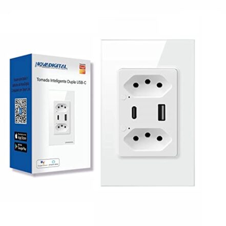 Tomada Inteligente WiFi com Porta USB Tipo C Tomada de Parede Smart Home Automação Residencial Compatível com Google Home Alexa Tuya - Webiishop