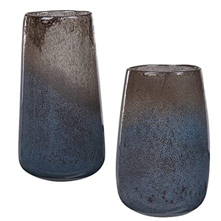 Uttermost Conjunto de 2 vasos de vidro Ione azul-claro e castanho-acastanhado - Webiishop