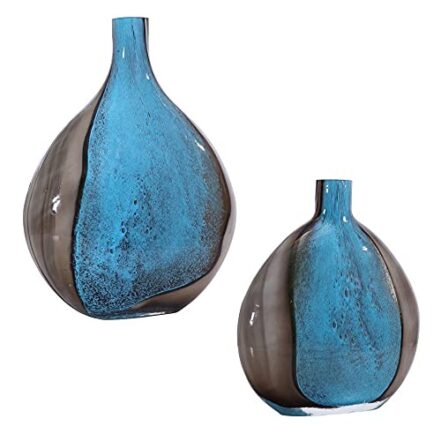 Uttermost Conjunto de 2 vasos de vidro preto e azul cobalto Adrie - Webiishop